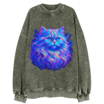 Luxurious Persian cat with flowing fur that refracts into rainbow prisms, soft - Vintage Sweatshirt