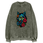Floral Wolf Garden  - Vintage Sweatshirt