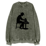 Potter shaping clay on wheel - Vintage Sweatshirt