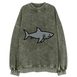 Great White Shark - Gray predator flat side profile - Vintage Sweatshirt