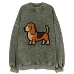 Basset Hound - Trendy low-rider design with prominent black outline - Vintage Sweatshirt