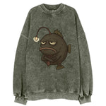 THE ANGLERFISH LURES DISAPPOINTMENT | Dark gray anglerfish with dim light - Vintage Sweatshirt