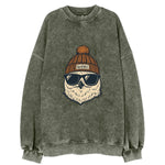Quebec City Snowy Owl wearing Quebec beanie with pom pom and wayfarer - Vintage Sweatshirt