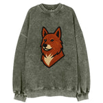 Finnish Spitz - Fox-red pointed ears embroidered pose - Vintage Sweatshirt