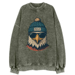 Philadelphia Eagle wearing Philly beanie with pom pom and wayfarer sunglasses - Vintage Sweatshirt