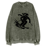 Skier carving down snowy slope - Vintage Sweatshirt