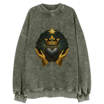 Pearl-studded tiara atop a satin-gunmetal heart supported by elegant - Vintage Sweatshirt
