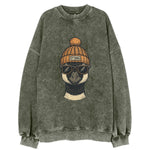 Ottawa Canadian Goose wearing Ottawa beanie with pom pom and wayfarer - Vintage Sweatshirt