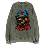 Norman Sooner wearing Oklahoma beanie with OU patch - Vintage Sweatshirt
