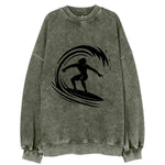 Hawaiian surfer riding big wave - Vintage Sweatshirt