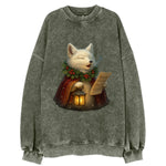 Snowbound Arctic Fox Caroler  - Vintage Sweatshirt