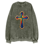 Stained Glass Cross  - Vintage Sweatshirt