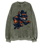 Chicago Wolf wearing Bears beanie with Lake Michigan patch and wayfarer - Vintage Sweatshirt