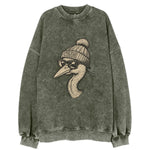 Toledo Great Blue Heron wearing Toledo beanie with pom pom and wayfarer - Vintage Sweatshirt