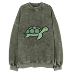 Sea Turtle - Green with shell pattern flat side profile - Vintage Sweatshirt