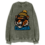 Columbia Tiger wearing Missouri beanie with Mizzou patch - Vintage Sweatshirt