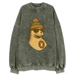 Hawaii Monk Seal wearing Honolulu beanie with pom pom and wayfarer sunglasses - Vintage Sweatshirt