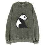 Panda - Black and white sitting pose flat side profile - Vintage Sweatshirt