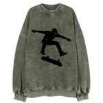 Skateboarder doing kickflip trick - Vintage Sweatshirt