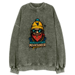 Morgantown Mountaineer wearing West Virginia beanie with WV patch - Vintage Sweatshirt