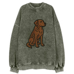 Chesapeake Bay Retriever - Brown wavy coat embroidered sitting pose - Vintage Sweatshirt