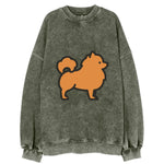 Pomeranian - Orange fluffy flat side profile - Vintage Sweatshirt