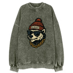 Milwaukee Badger wearing Milwaukee beanie with pom pom and wayfarer sunglasses - Vintage Sweatshirt