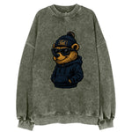 Berkeley Bear wearing Cal beanie with script patch - Vintage Sweatshirt