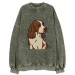 English Cocker Spaniel - Liver and white embroidered design - Vintage Sweatshirt