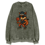 Washington Fox wearing Wizards beanie with capitol patch and wayfarer - Vintage Sweatshirt