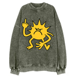 MORNINGS ARE PUNISHMENT | Grumpy sun with middle finger - Vintage Sweatshirt