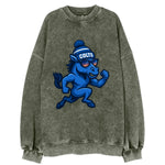 Indianapolis Colt Horse wearing Colts blue and white beanie with pom pom and - Vintage Sweatshirt