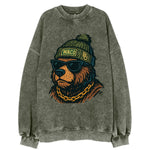 Waco Bear wearing Baylor beanie with BU patch - Vintage Sweatshirt