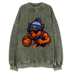 Philly Pitbull wearing Sixers beanie with Liberty Bell and wayfarer sunglasses - Vintage Sweatshirt