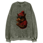 Arizona Javelina wearing Cardinals beanie with desert patch and wayfarer - Vintage Sweatshirt