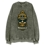 Nashville Commodore wearing Vanderbilt beanie with anchor patch - Vintage Sweatshirt