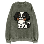 Japanese Chin - Black and white sitting pose - Vintage Sweatshirt