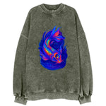 Sacred koi with scales reflecting rainbow prisms, yin-yang patterns in cosmic - Vintage Sweatshirt