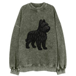 Briard - Black wavy coat embroidered herding pose - Vintage Sweatshirt