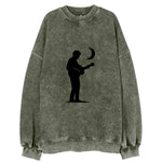 Guitarist playing acoustic under moonlight - Vintage Sweatshirt