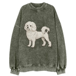 Löwchen - Little Lion Dog white embroidered pose - Vintage Sweatshirt