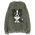 Border Collie - Intense stare sitting pose - Vintage Sweatshirt