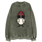 Philadelphia Owl wearing Temple beanie with T patch - Vintage Sweatshirt