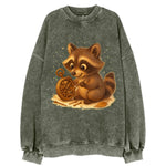 Raccoon tinkering with a steampunk pocket watch using tiny brass tools - Vintage Sweatshirt