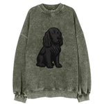Field Spaniel - Black silky coat embroidered pose - Vintage Sweatshirt