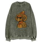 Las Vegas Desert Bighorn wearing Vegas beanie with pom pom and wayfarer - Vintage Sweatshirt