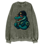 Jacksonville Alligator wearing Jaguars beanie with swamp patch and wayfarer - Vintage Sweatshirt