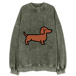 Dachshund - Red/brown smooth flat side profile - Vintage Sweatshirt