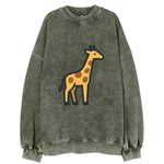 Giraffe - Yellow with brown patches flat side profile - Vintage Sweatshirt