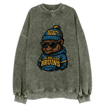 Los Angeles Bruin wearing UCLA beanie with script patch - Vintage Sweatshirt